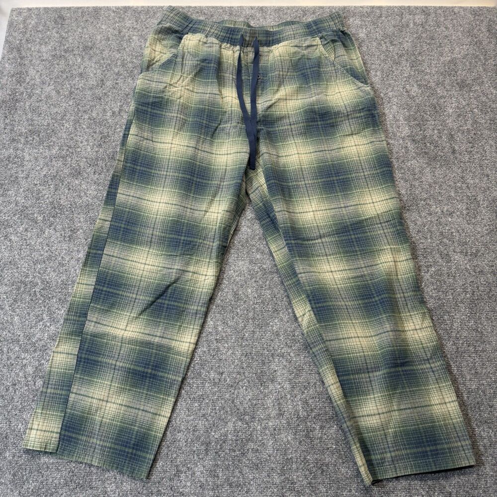 Pendleton Mens L Green Blue Plaid 100% Cotton Drawstring Lounge Pajama Pants
